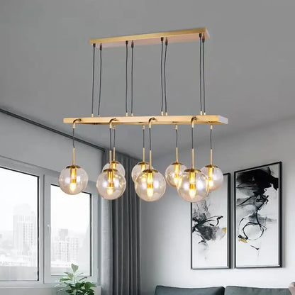 Modern decorbites brass ball island pendant light with clear glass shade and six gold-toned globe bulbs 220v 240v compatible