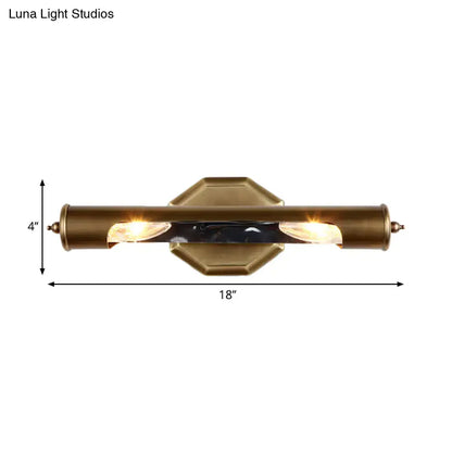Brass finish wall light with two exposed bulbs and black marble accent suitable for 220v-240v 110v-120v use