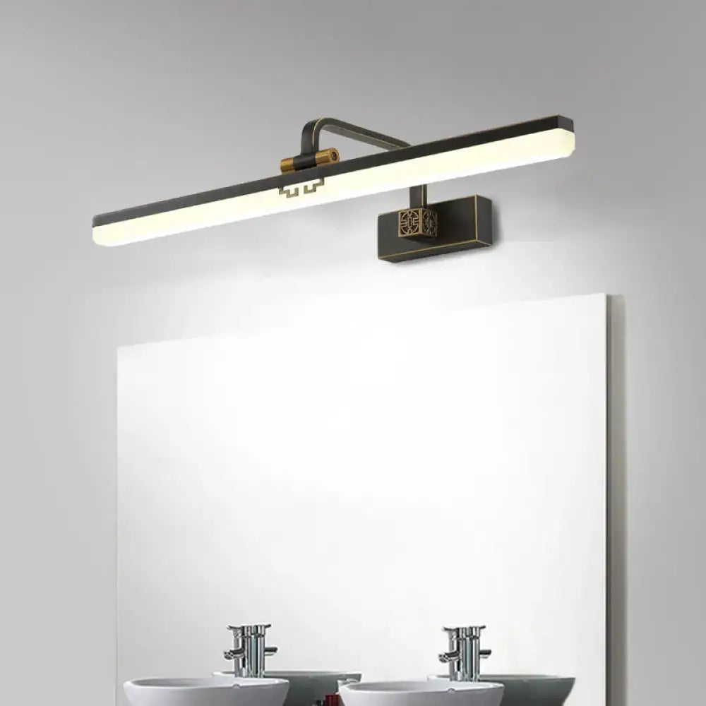 Modern brass and black led wall sconce with warm color temperature for dressing table vanity mirror lighting