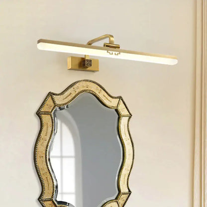 Modern brass and black led wall sconce with gold finish, warm color temperature, and ornate mounting for dressing table use