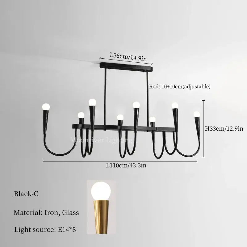 Modern brass black pendant chandelier with black iron frame glass globe bulbs and gold-toned accents for kitchen island lighting decorbites black pendant