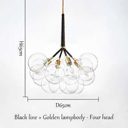 Modern brass bubble chandelier with black textured rod gold accents and clear glass globes for bedroom lighting decorbites bubble chandelier