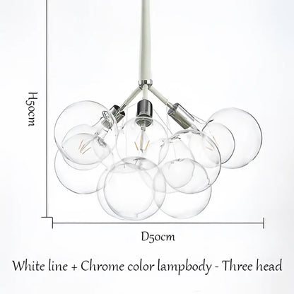 Modern brass bubble chandelier with three clear glass bulbs and white line chrome body for bedroom lighting decorbites bubble chandelier