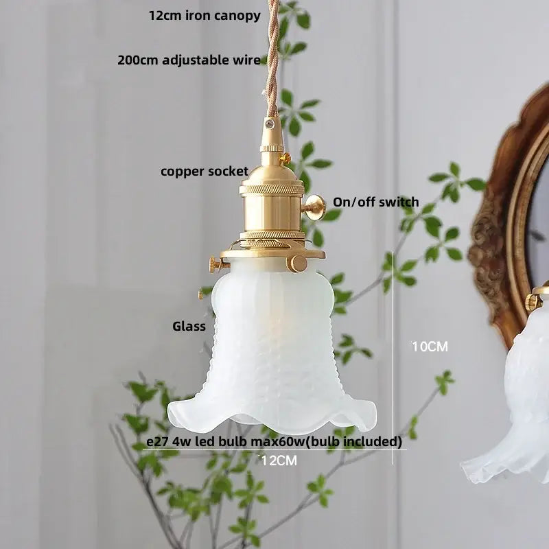 Modern brass clear glass led pendant light with delicate white glass and brass-finished copper socket for dining room decorbites clear glass