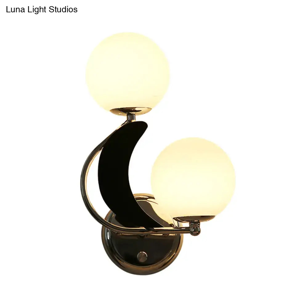 Modern brass crescent wall lighting with two frosted glass shades in polished brass finish 220v-240v 110v-120v wall lighting