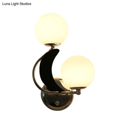 Modern brass crescent wall lighting with two frosted glass shades in polished brass finish 220v-240v 110v-120v wall lighting