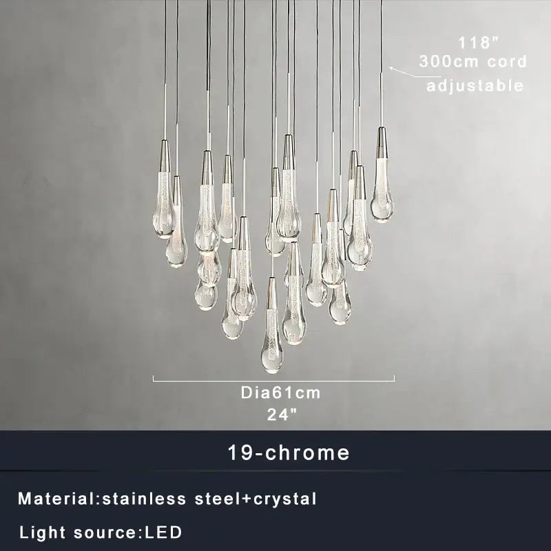 Elegant modern brass crystal ceiling pendant light with teardrop-shaped crystal pendants and chrome frame for dining room decorbites brass crystal