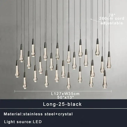 Modern brass crystal ceiling pendant light with black and clear crystals and adjustable 200cm cords for dining room decorbites brass crystal pendant light