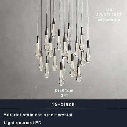 Modern brass crystal ceiling pendant light with black and clear crystals and stainless steel accents for dining room decorbites brass crystal