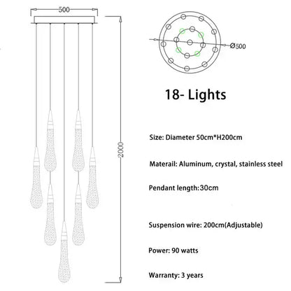 Modern brass crystal led decorbites crystal chandelier with 18-light circular aluminum frame and stainless steel accents for dining room