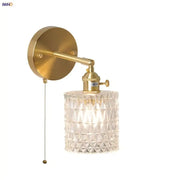 Modern brass e27 led wall sconce with gold finish faceted glass shade and adjustable arm for bedroom decorbites brass e27