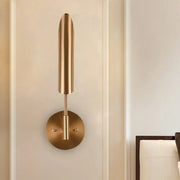 A sleek modern brass finish led wall lamp with a brushed brass finish and cylindrical shade, suitable for 220v-240v 110v-120v use