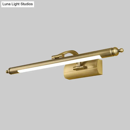 Modern brass finish rectangular led wall light with sleek elongated design for bathroom vanity illumination