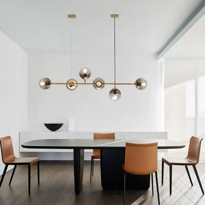 Modern brass glass ball led chandelier with spherical glass globes for dining room pendant lighting decorbites glass ball
