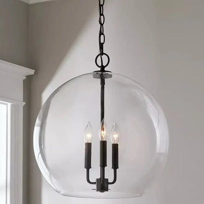 Modern brass glass ball led chandelier with black metal frame and clear glass globe for dining room decorbites glass ball