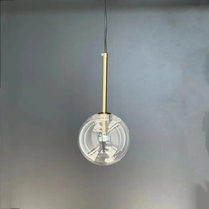 Modern brass glass ball led pendant lamp with clear glass globe and gold-toned rod for living room decorbites glass ball lighting