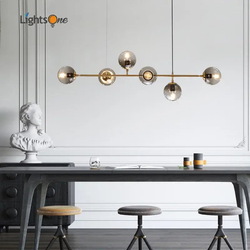 Modern brass glass ball metal pendant lights with five spherical globes ideal for kitchen bar decorbites glass ball design