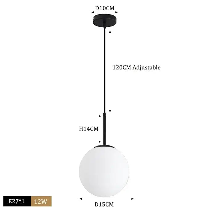 Modern brass glass ball pendant light with black finish, frosted glass globe, and adjustable hanging length for pendant lights decorbites glass ball
