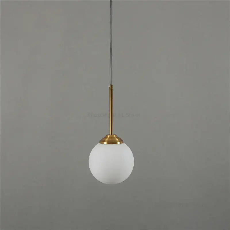 Minimalist modern brass glass ball wall lamps with frosted white glass globe pendant light for bedroom decorbites