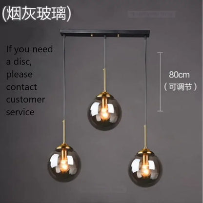 Set of three modern brass glass ball wall lamps with smoky glass shades for bedroom pendant light decorbites glass ball