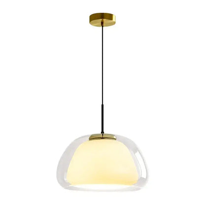 Modern brass glass jelly pendant lamp with clear glass dome and brass accents for dining room decorbites pendant lamp