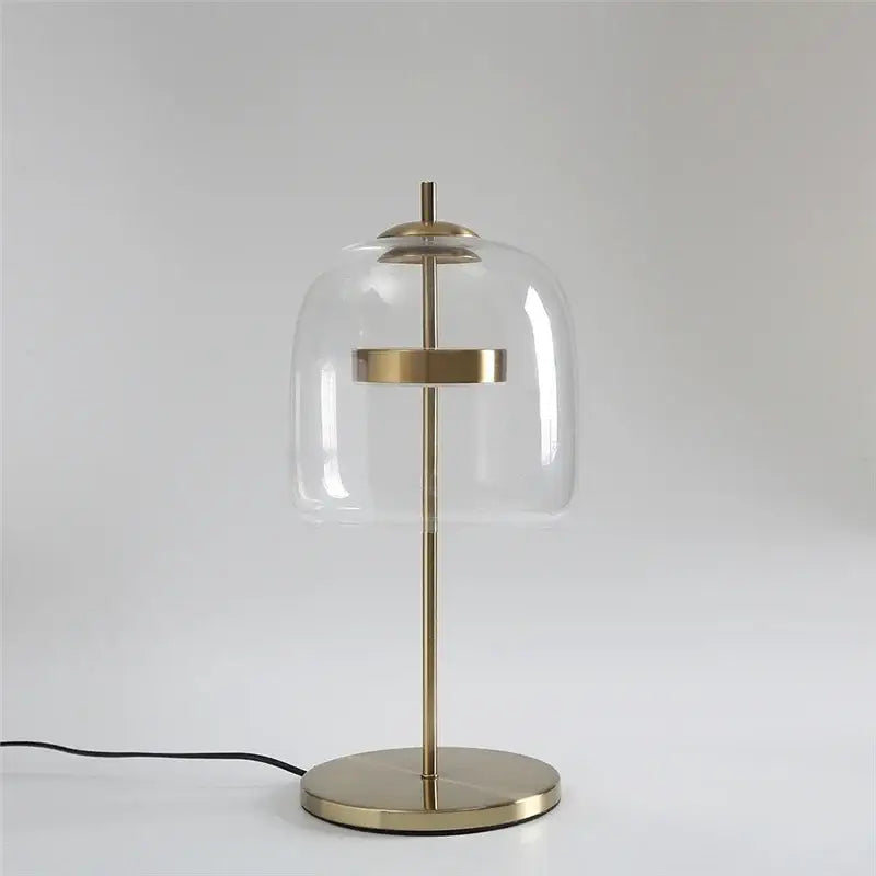 Modern brass table lamp with clear glass lampshade led for elegant bedroom decor and decorbites glass lampshade collection