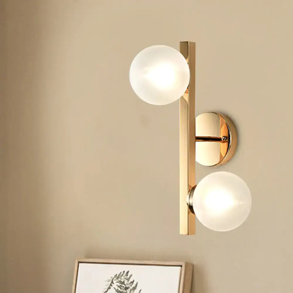 Modern brass globe wall lamp with gold-toned finish and two frosted glass globes 220v-240v wall light for living room