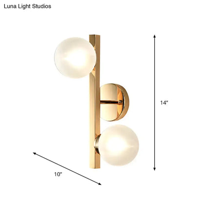Modern brass globe wall lamp with gold-toned two frosted glass globe shades wall light 220v-240v for living room