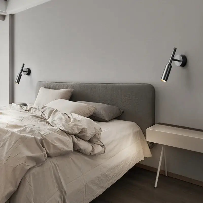 Modern black wall lamp with sleek cylindrical design in decorbites brass led wall sconce for bedroom lighting