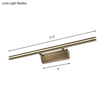 Modern brass led wall mounted light fixture offers sleek 21.5 inch brass finish with embedded bulbs for bathroom vanity lighting