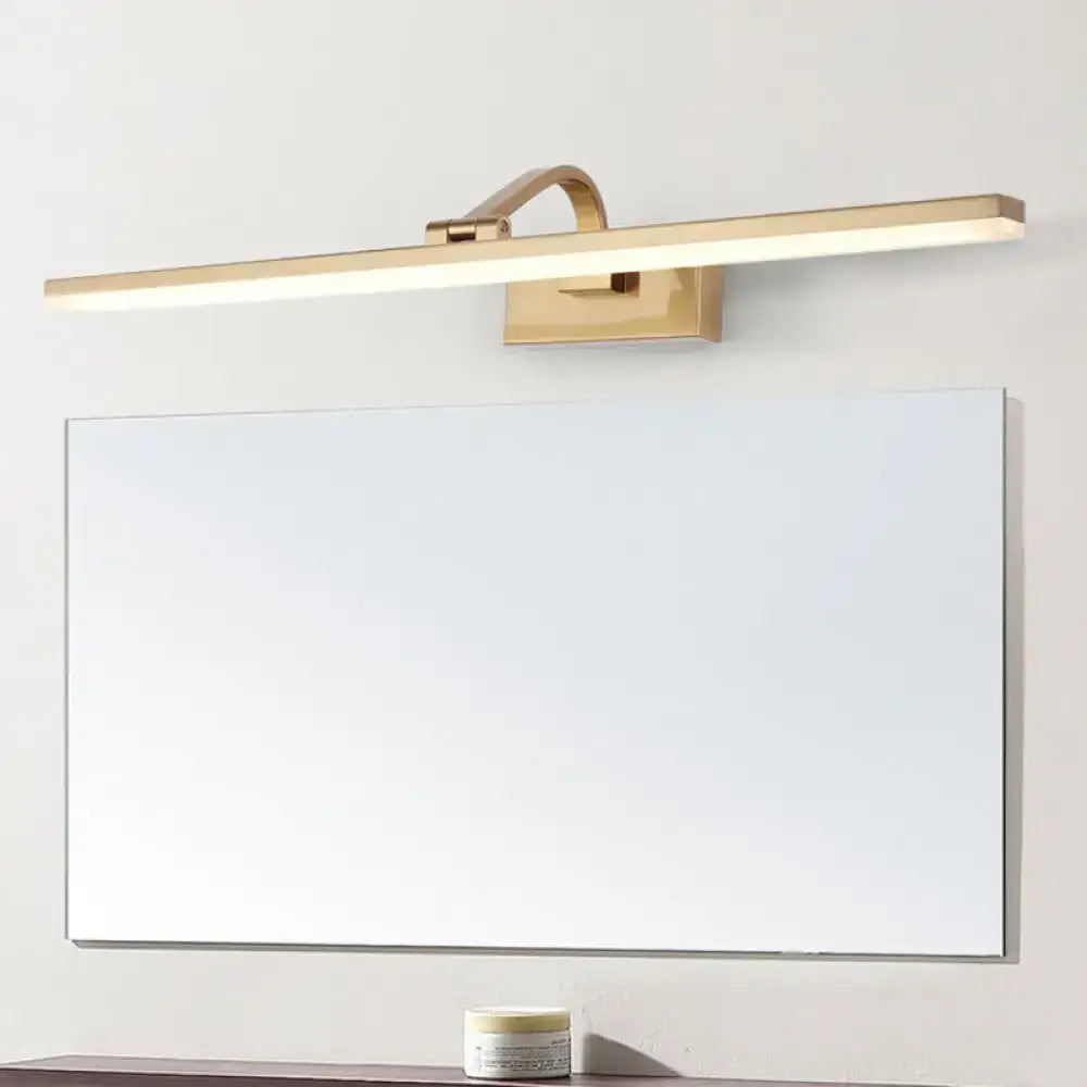 Gold-finished brass linear vanity led light with sleek modern design for bathroom wall-mounted mirror lighting