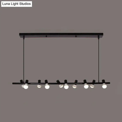 Black metal island lamp DecorBites retro pendant light with ten spherical bulbs and maximum bulb wattage for dining room