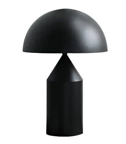 Modern brass mushroom metal led table lamp in black matte finish with cylindrical base for bedroom night light decorbites atollo metal