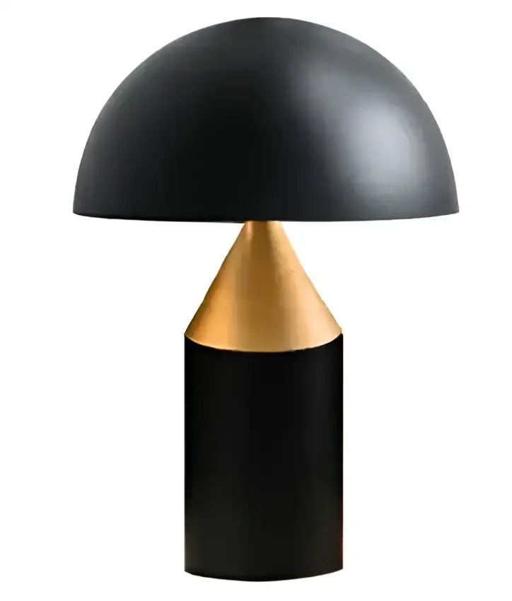 Black mushroom-shaped metal led table lamp with gold-accented cone base for modern brass decorbites atollo metal use