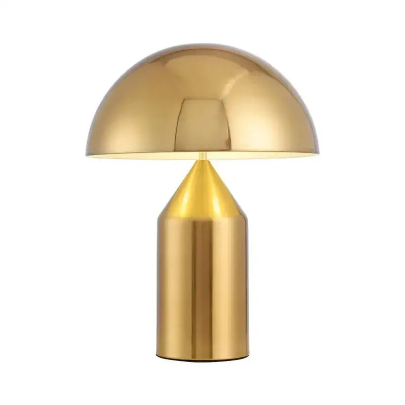 Gold-finished modern brass mushroom metal led table lamp with sleek design for bedroom decorbites atollo metal night light
