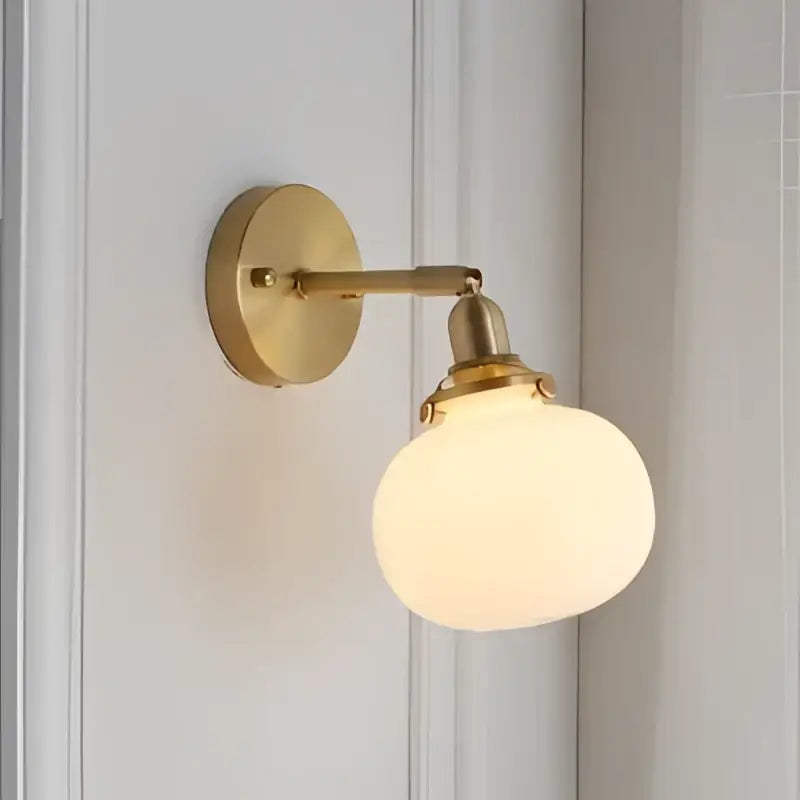 Modern brass ribbed glass ball wall sconce with gold-toned finish and frosted glass globe for bedroom decorbites glass ball lighting