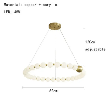 A modern brass round led pendant light with frosted acrylic beads and copper ceiling mount for dining room decorbites brass round