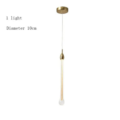 Modern brass round stairs led chandelier with gold-toned metal and clear glass stem featuring teardrop bulb for villa dining room decorbites 3w round