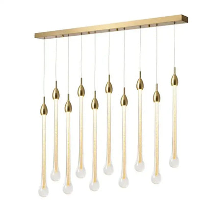 Modern brass round stairs led chandelier with gold-toned glass droplets and brass accents for villa dining room decorbites 3w round