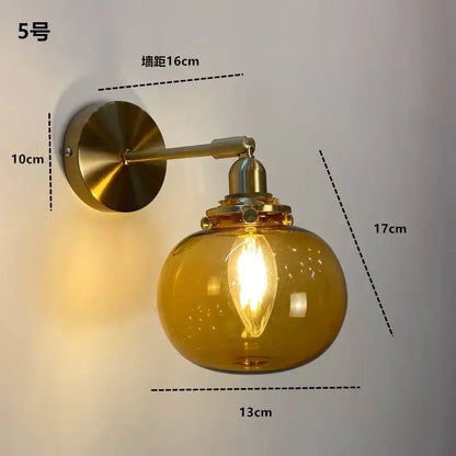 Modern brass ruffled clear glass led wall sconce with warm amber globe and vintage filament bulb for bathroom decorbites clear glass