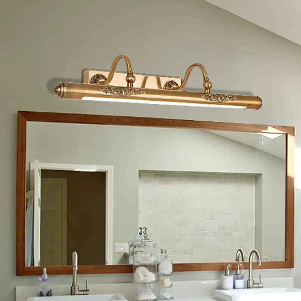 Modern brass scrollwork wall mount light with two curved arms brass-finished mount light for bathroom vanity
