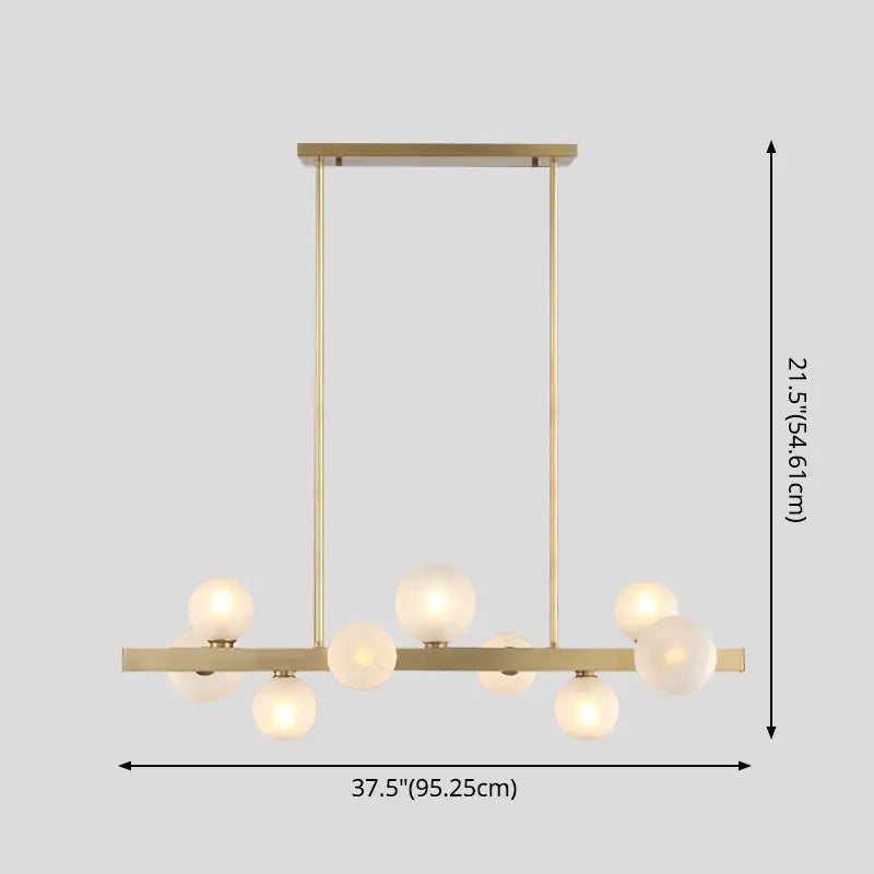 Modern brass simplicity globe pendant dining room light featuring frosted glass globe bulbs for elegant illumination