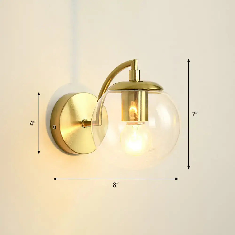 Modern brass smoked glass stairway wall lighting fixture with brass-finished wall sconce and e26 e27 bulb housing