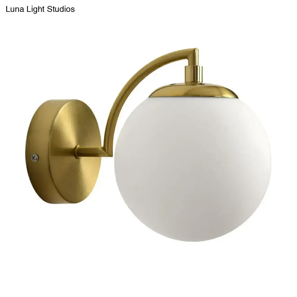 Modern brass stairway wall lighting fixture with gold finish and frosted white glass shade for e26 e27 bulb use