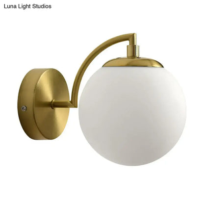 Modern brass stairway wall lighting fixture with gold finish and frosted white glass shade for e26 e27 bulb use