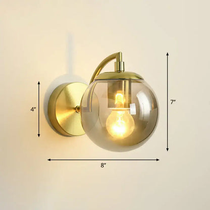 Modern brass smoked glass stairway wall lighting fixture with gold-toned sconce and e26 e27 bulb compatibility
