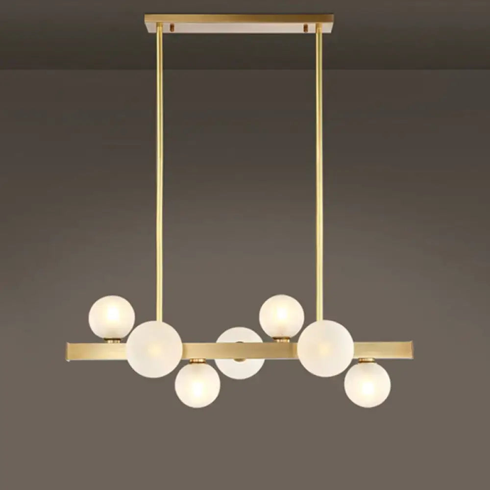 Modern brass spherical glass island ceiling light with frosted globe bulbs linear design 220v-240v for kitchen dining