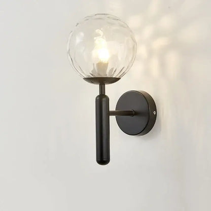 Black metal wall lights with textured clear glass globe featuring decorbites glass ball for modern living room decor