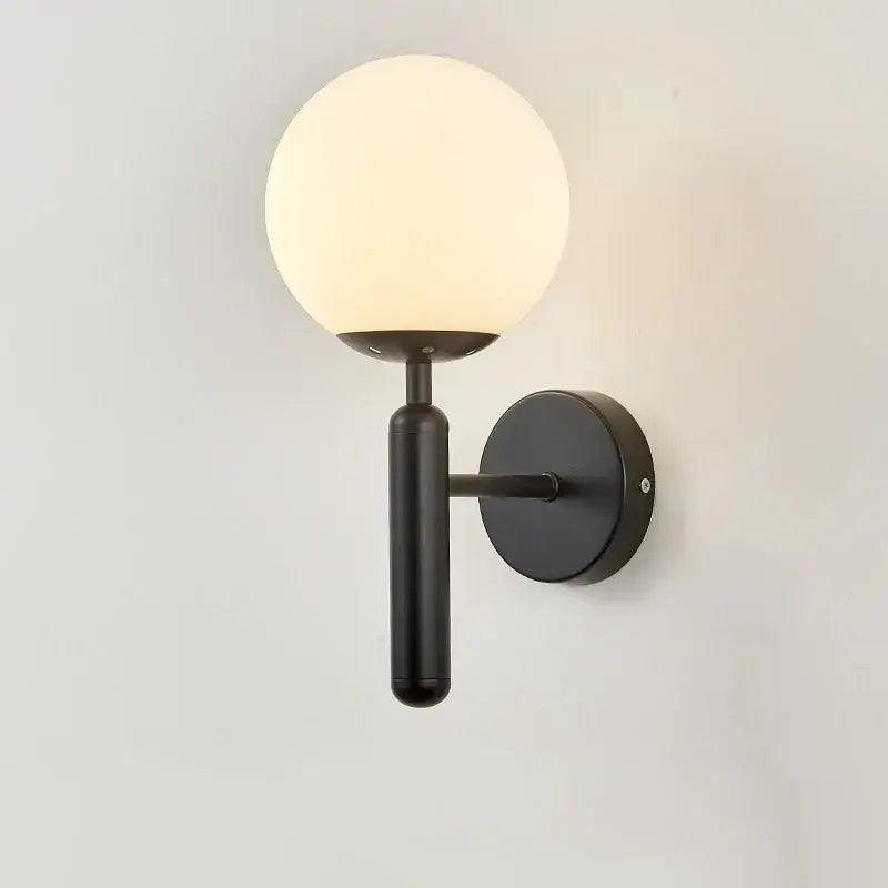 Black metal wall lamps with frosted glass globe decorbites glass ball for modern living room wall lights decor