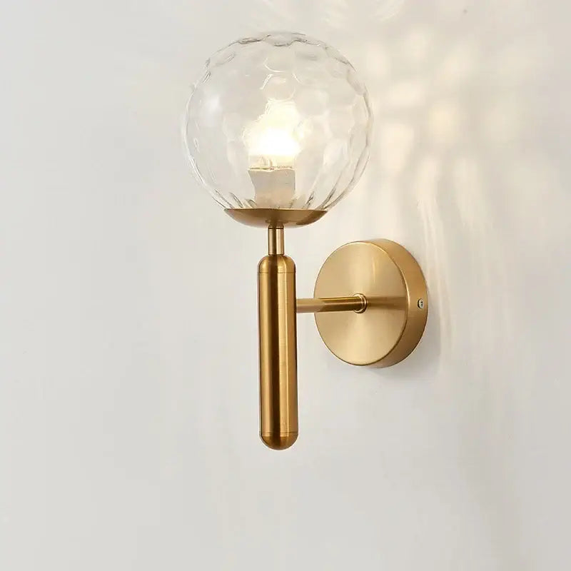 Modern brass wall lights with gold-toned wall sconce and decorbites glass ball for stylish living room lighting decor